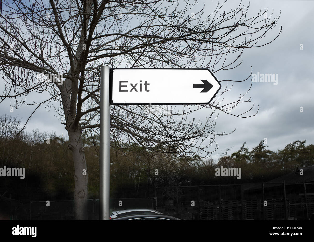 Exit sign at a car park Stock Photo - Alamy