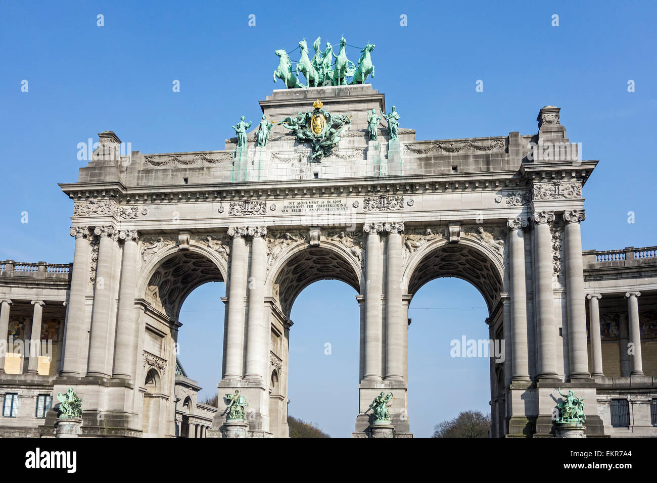 Triumphal arch at the Parc du Cinquantenaire / Jubelpark in Brussels, Belgium Stock Photo