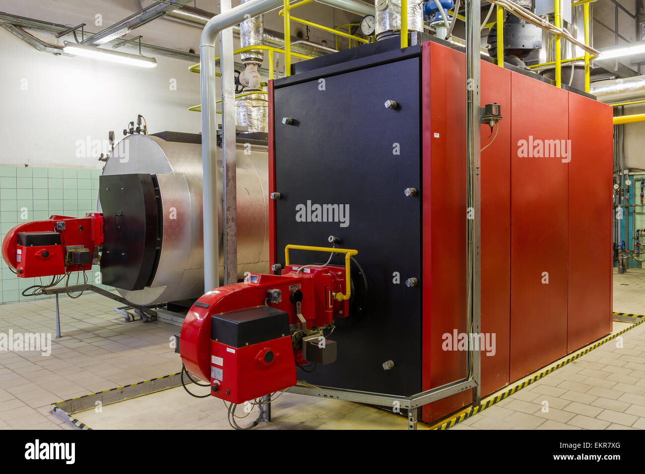 Gas boilers in gas boiler room Stock Photo Alamy