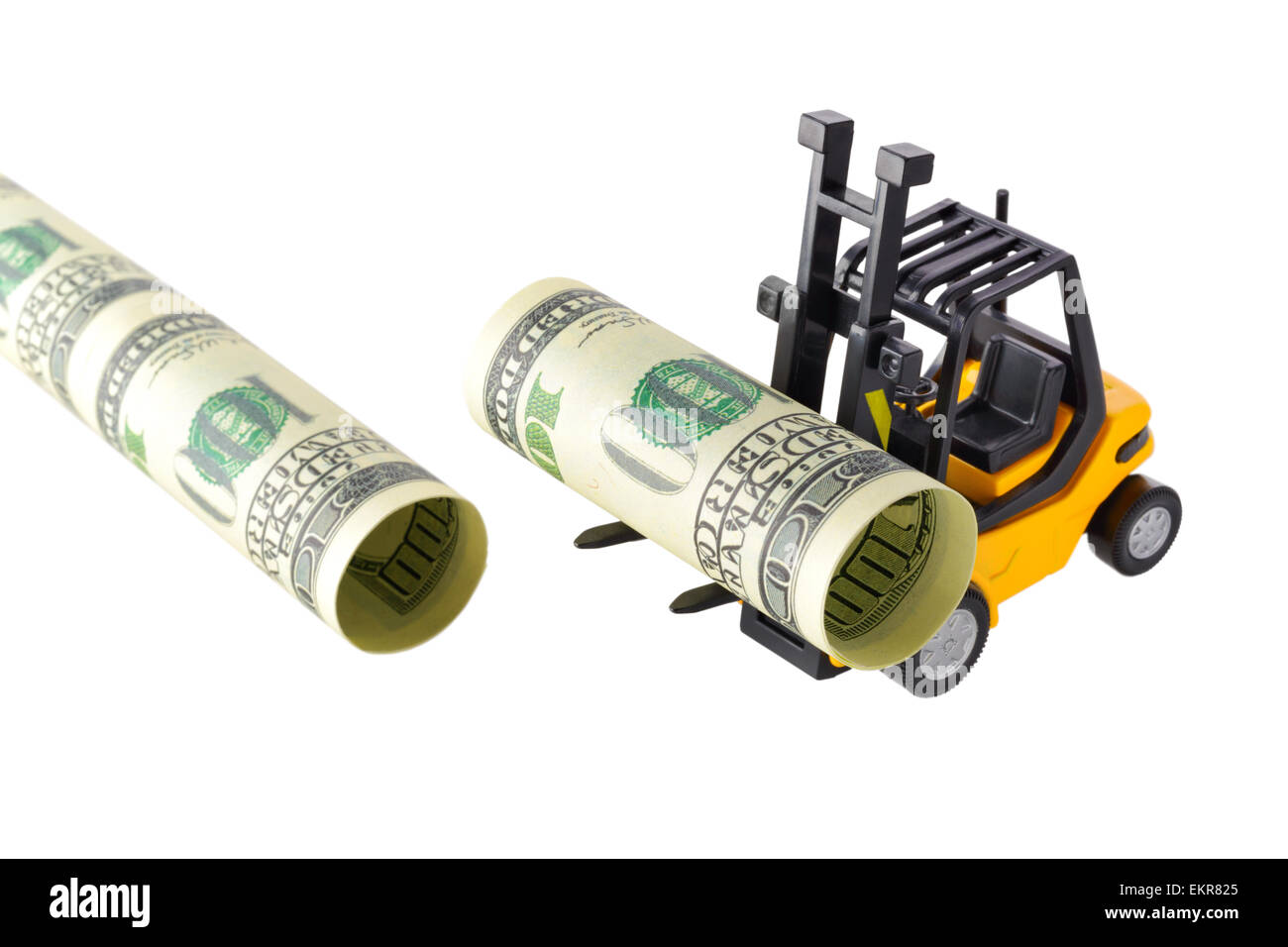 Isolated Objects Financial Concept Yellow Forklift Building A Stock Photo Alamy