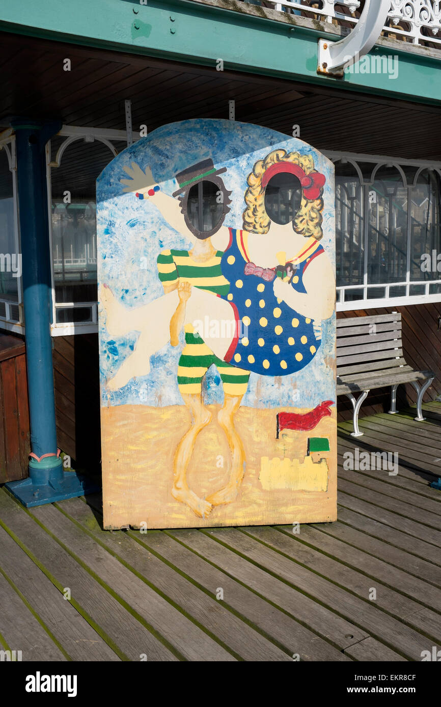 Traditional Photo Booth Board on Clevedon Pier Stock Photo