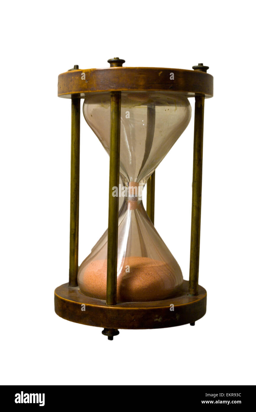 Old marine hourglass isolated on white background Stock Photo
