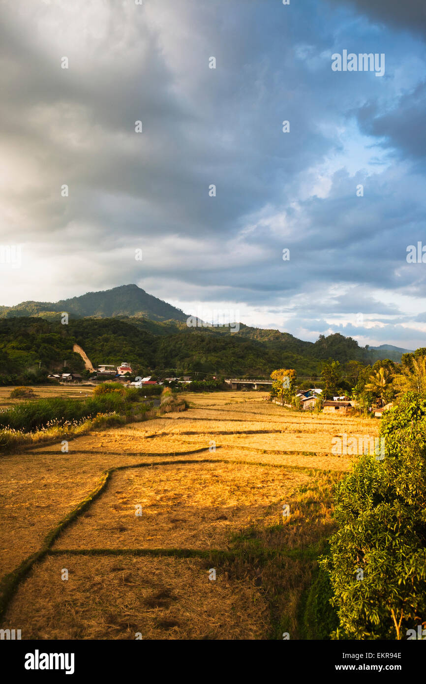 Landscape of a remote Northern Laos village; Vieng Thong; Laos Stock Photo