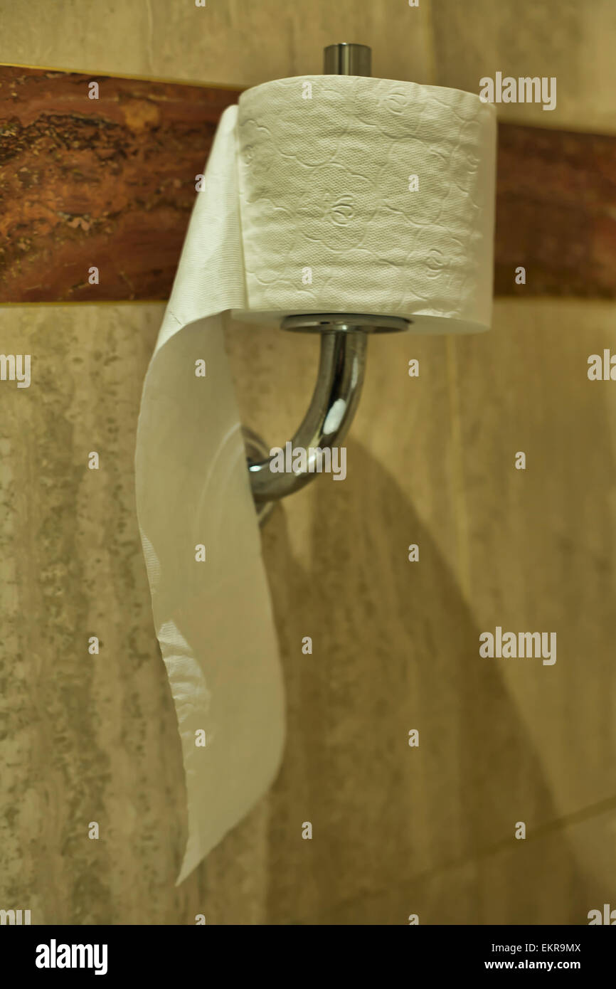 support for toilet paper roll hookshaped chrome Stock Photo Alamy