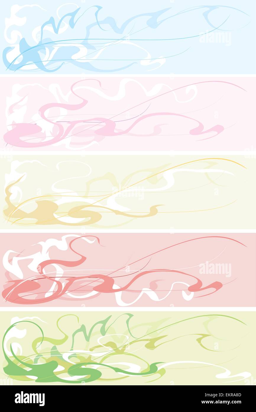 Five abstract banners of different colours with a pattern Stock Vector ...