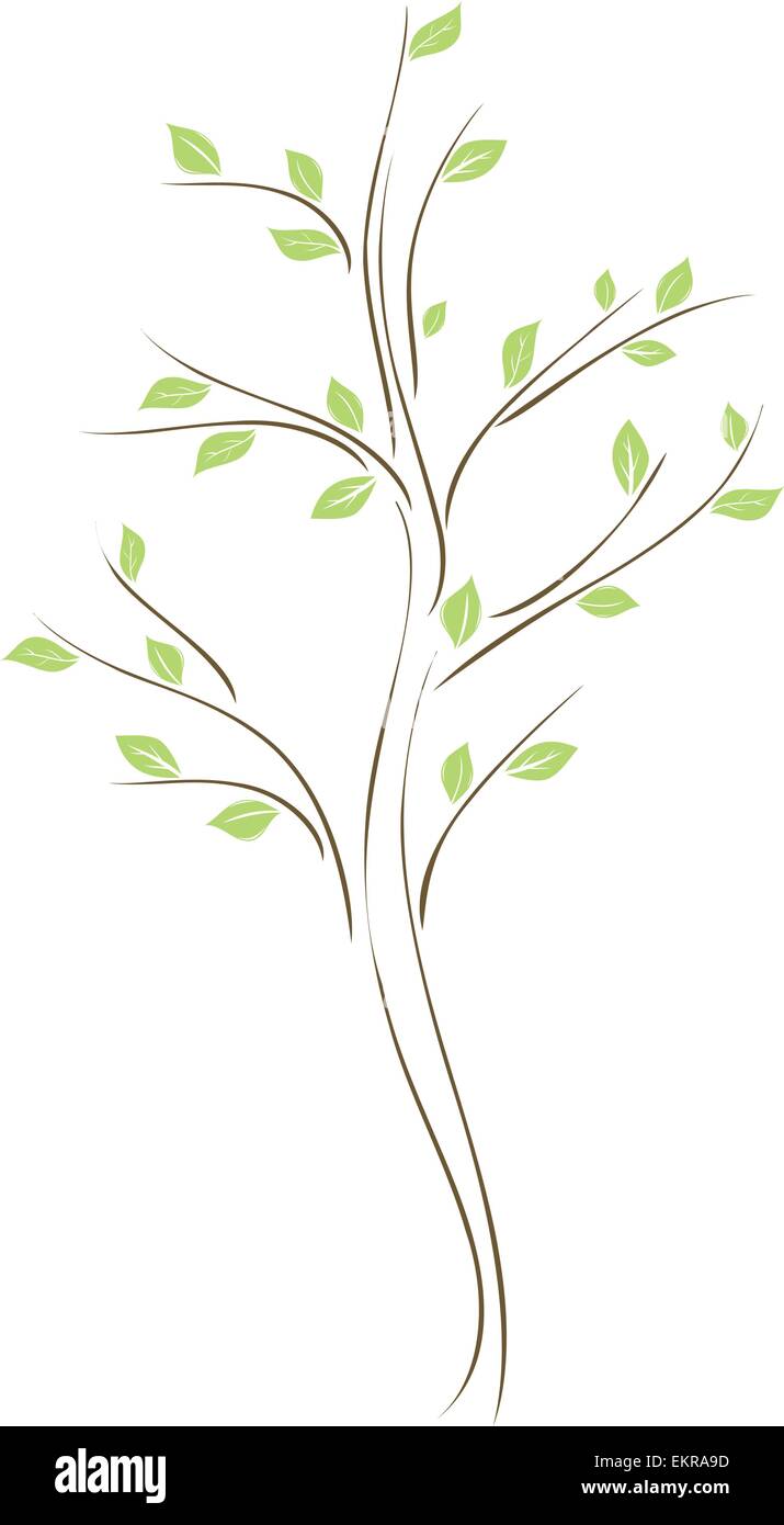 Tree with green leaves on white background Stock Vector Image & Art - Alamy