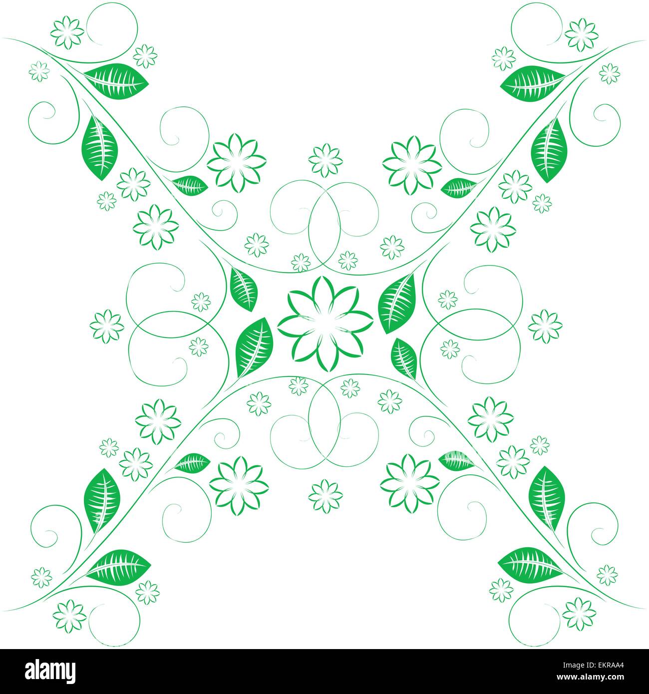Flower seamless pattern of green colour on white background Stock ...