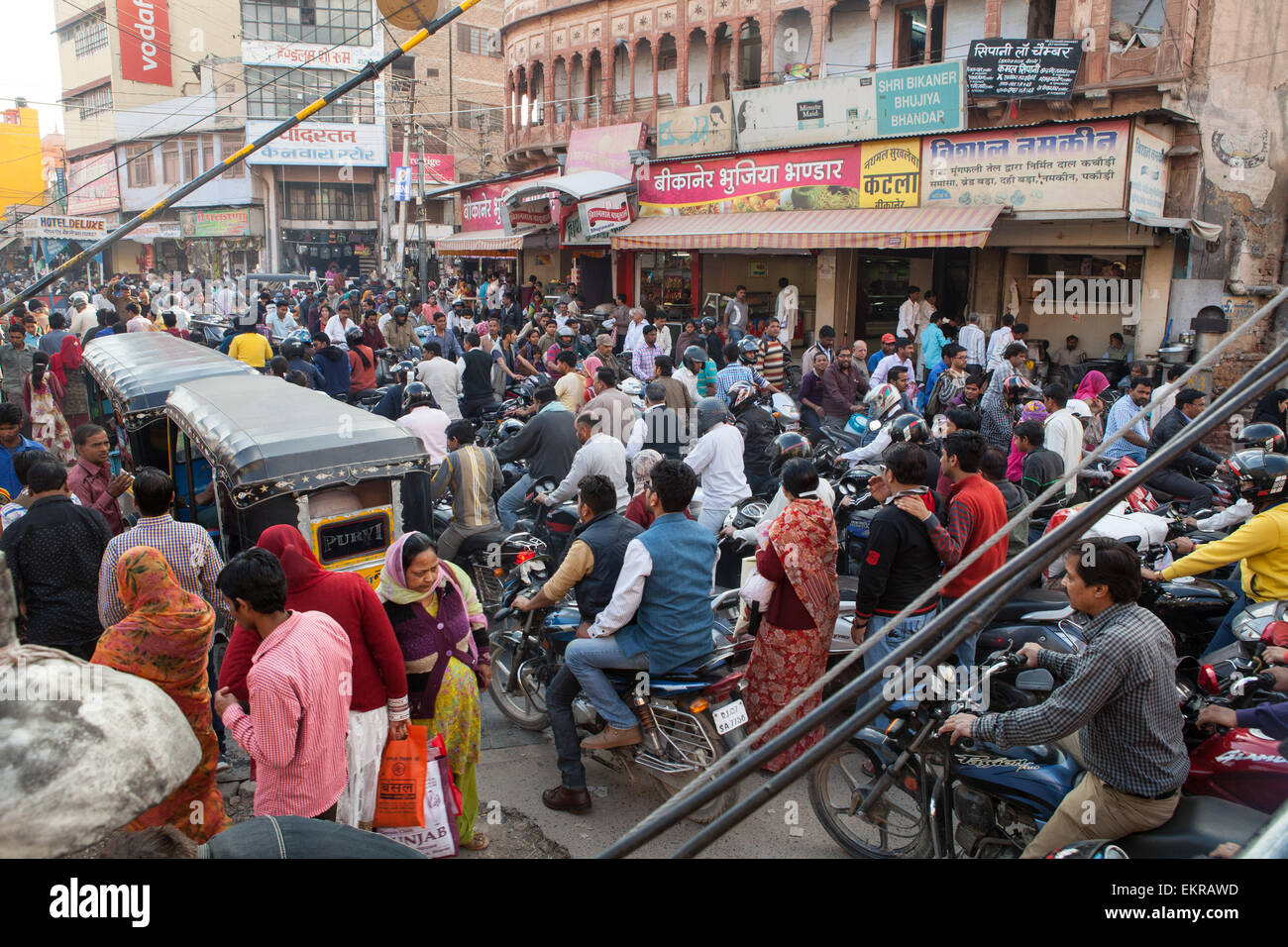 Congested street in Bikaner Stock Photo