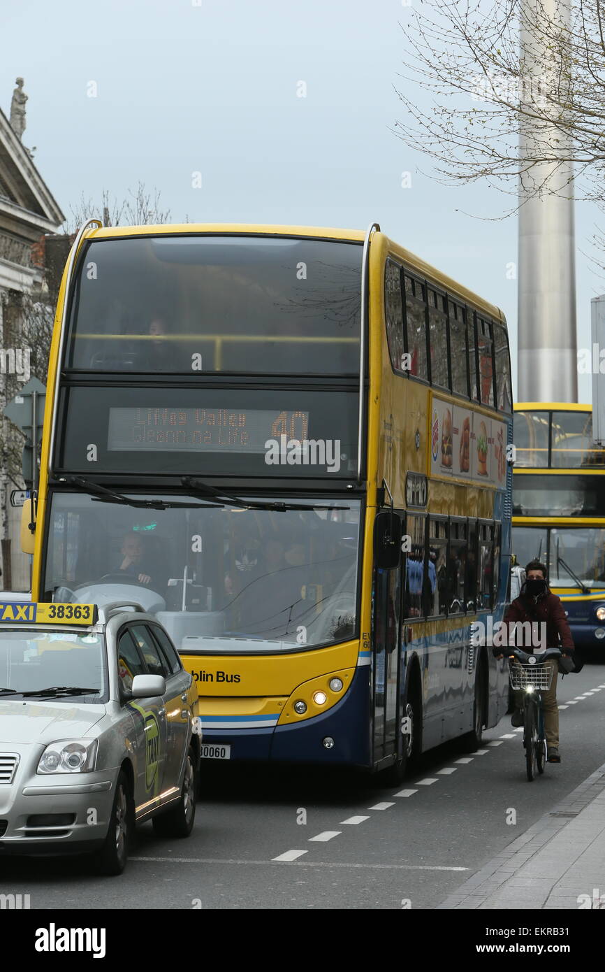 Image of a Dublin Bus vehicle on a street in Dublin city centre. A threatened bus strike by workers is set to take place on May  Stock Photo