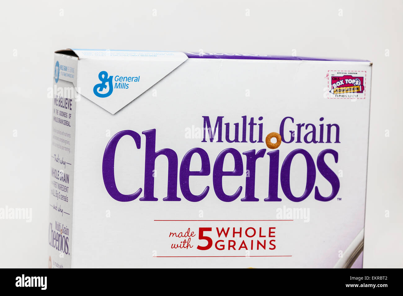 A box of whole grain cheerios and the General foods Logo. General Foods is considered a top