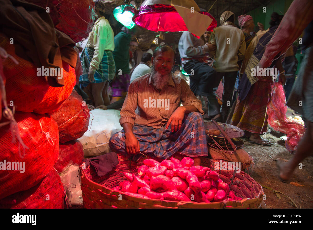 Wholesale vegetable Market Bepin Behari Ganguly Street Calcutta Kolkata Stock Photo