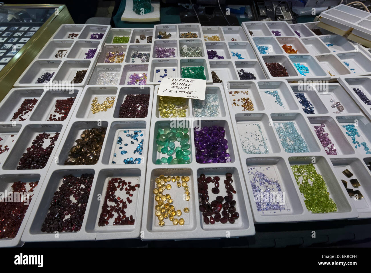 Gemstones for sale, Tucson Gem and Mineral Show, Tucson, Arizona Stock