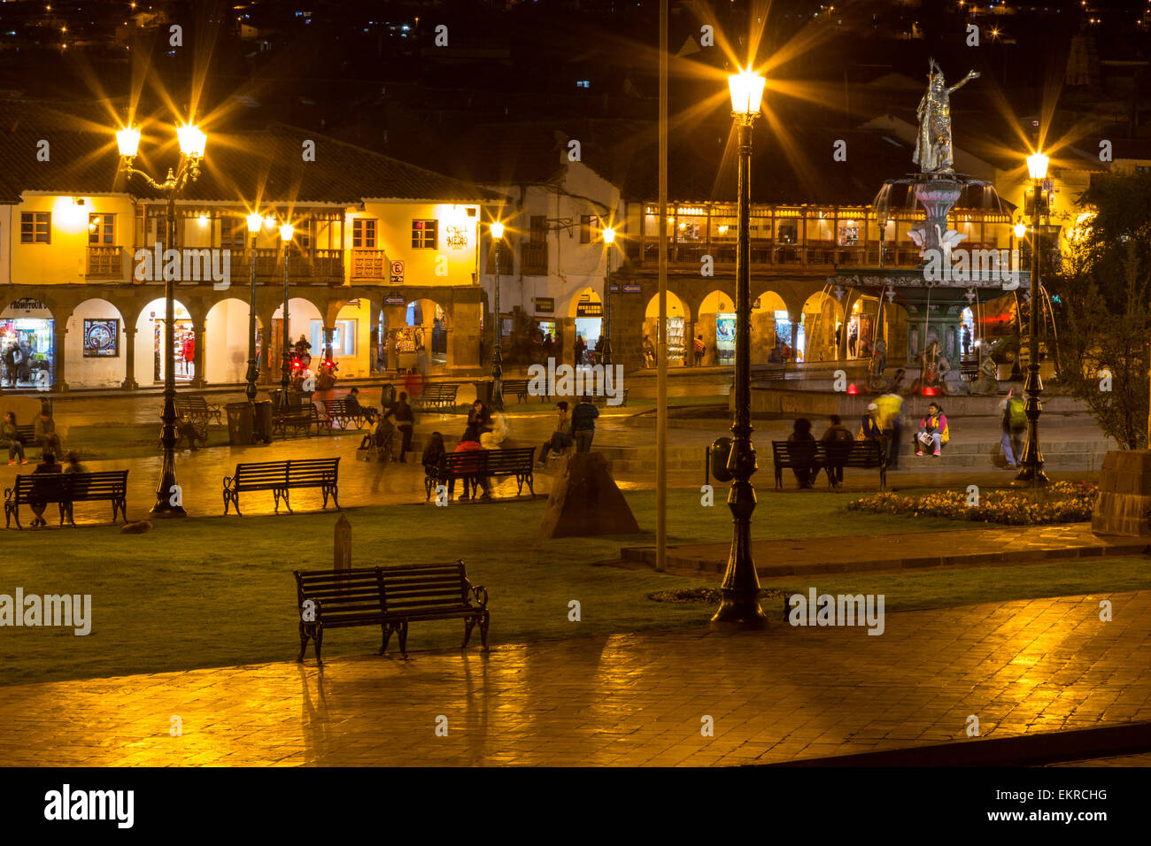 Peru, Cusco. Plaza de Armas at Night Stock Photo Alamy