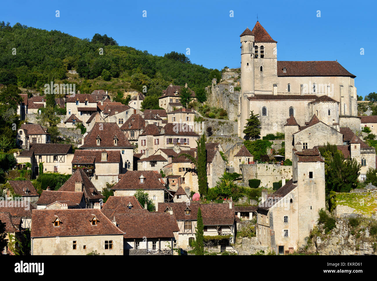 SaintCirqLapopie, Departement Lot, MidiPyrenees, Frankreich Stock