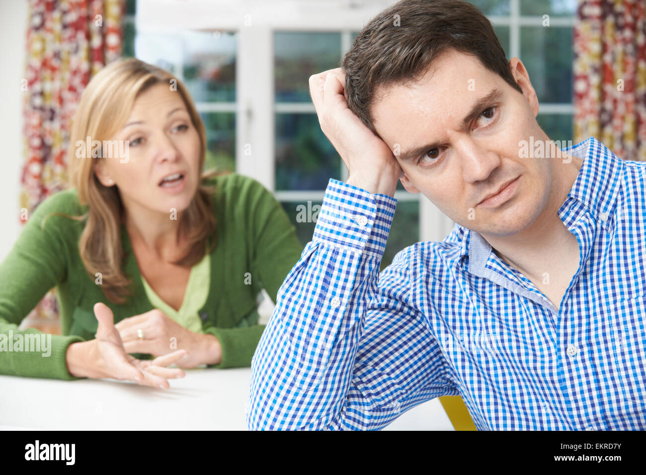 Mature Couple Having Argument At Home Stock Photo