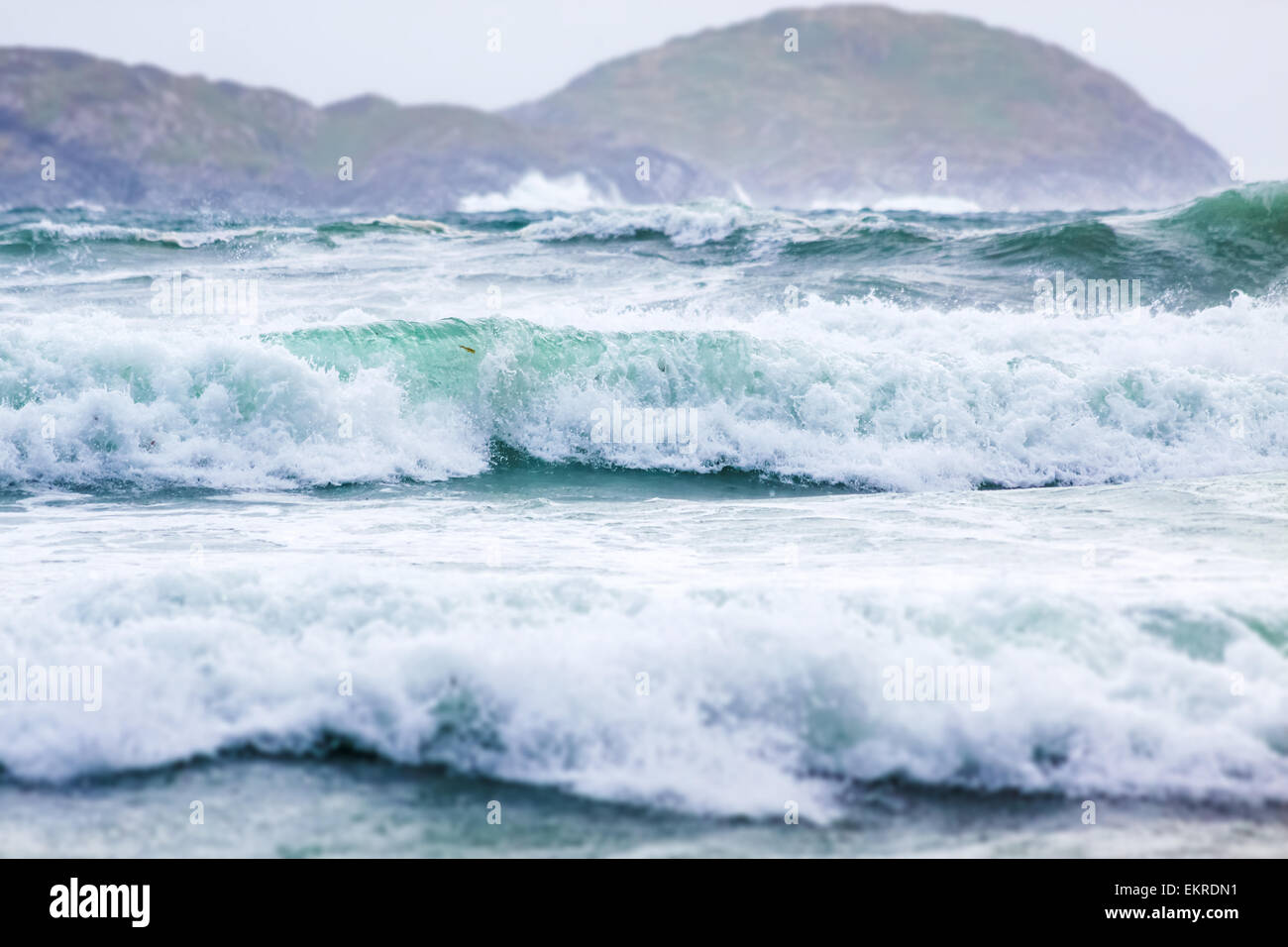 Waves at Derrynane Beach, Caherdaniel, Killarney, County Kerry, Ireland Stock Photo
