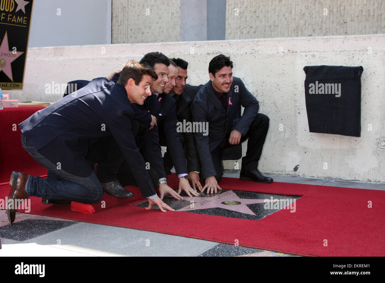 New Kids on the Block Hollywood Walk of Fame Star Ceremony  Featuring: New Kids On The Block,Jordan Knight,Donnie Wahlberg,Joe McIntyre,Danny Wood,Jonathan Knight Where: Los Angeles, California, United States When: 09 Oct 2014 Stock Photo