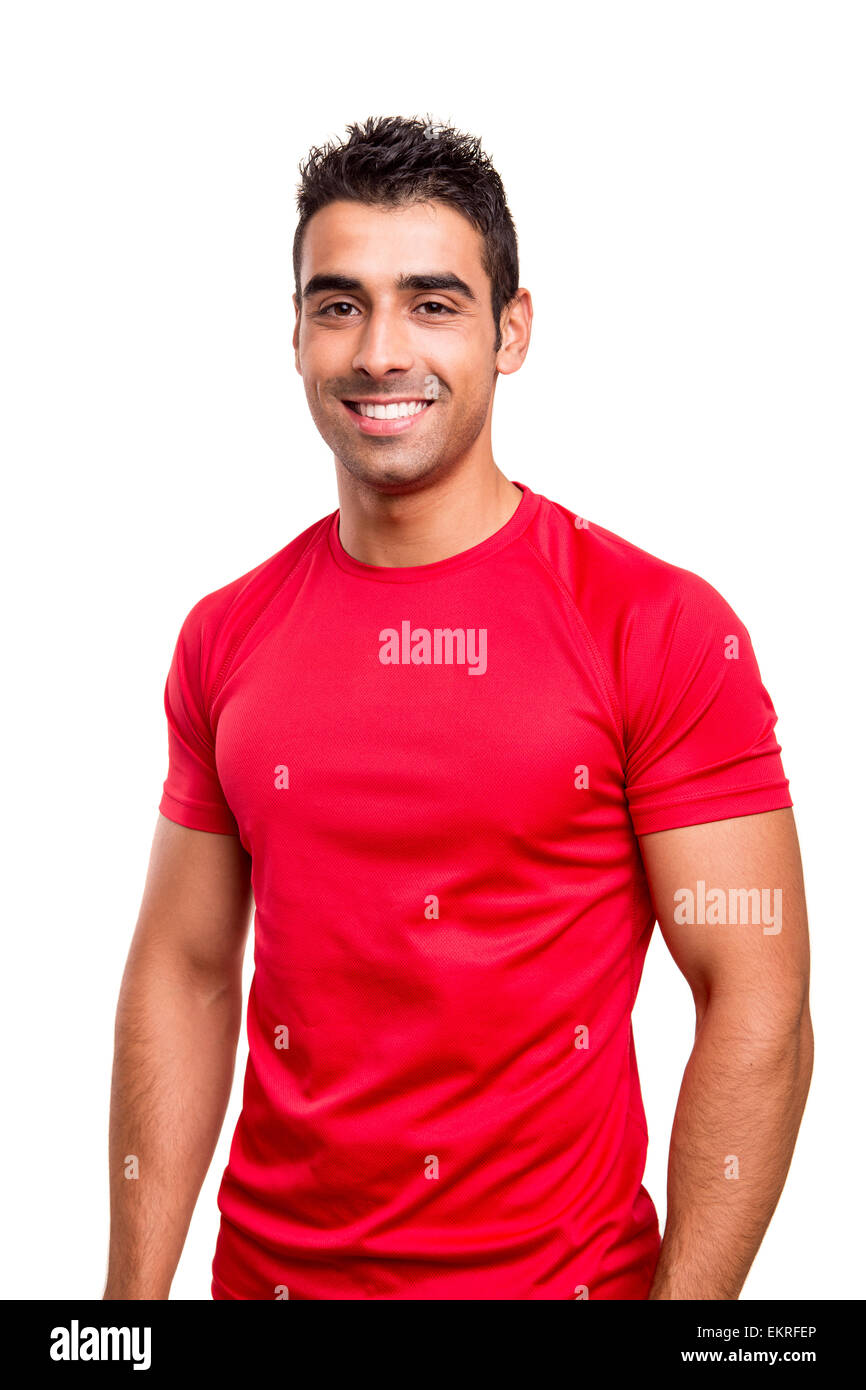 Smiling man posing over white background Stock Photo - Alamy