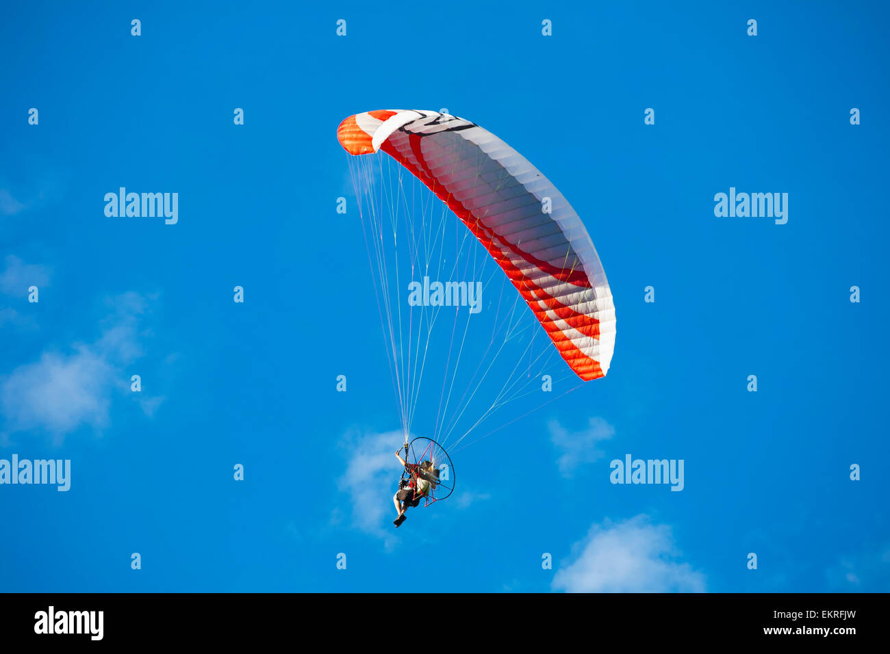 Powered parachute gliding; Knowlton, Quebec, Canada Stock Photo