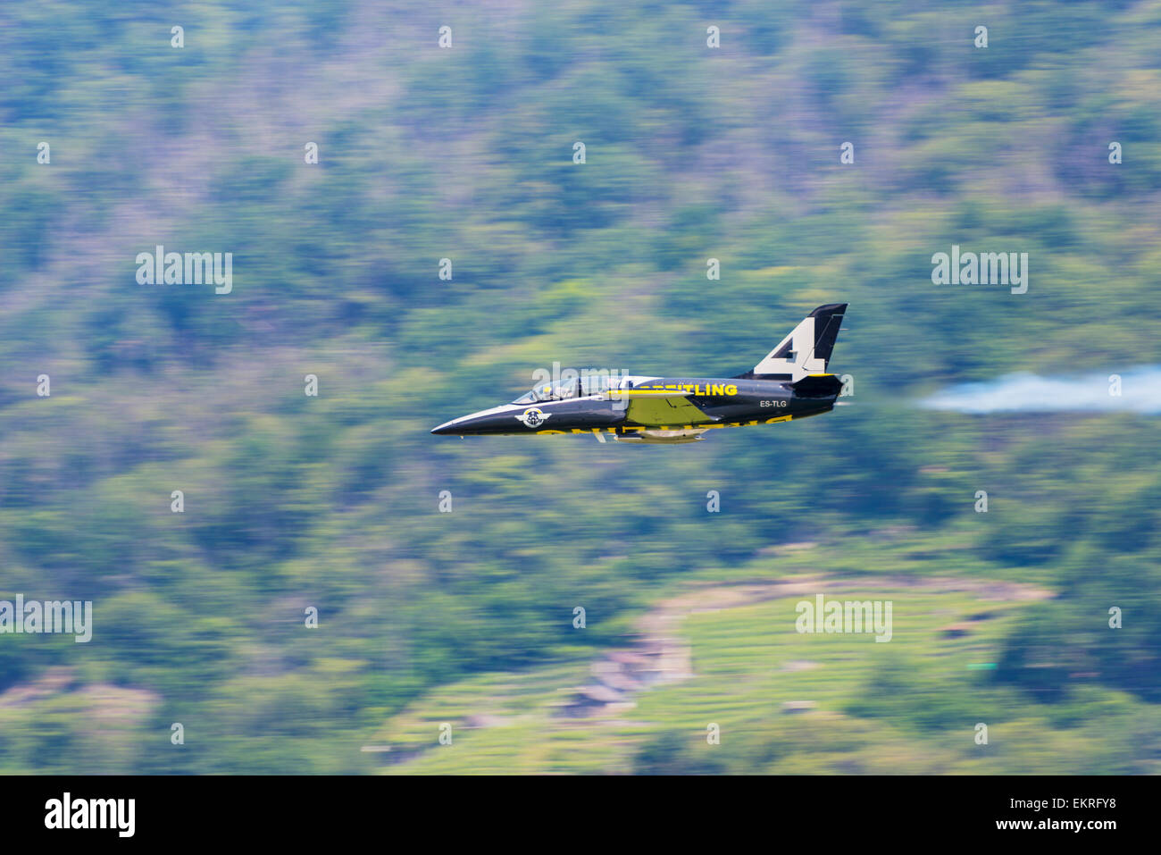 Jet from Breitling jet team; Locarno, Ticino, Switzerland Stock Photo
