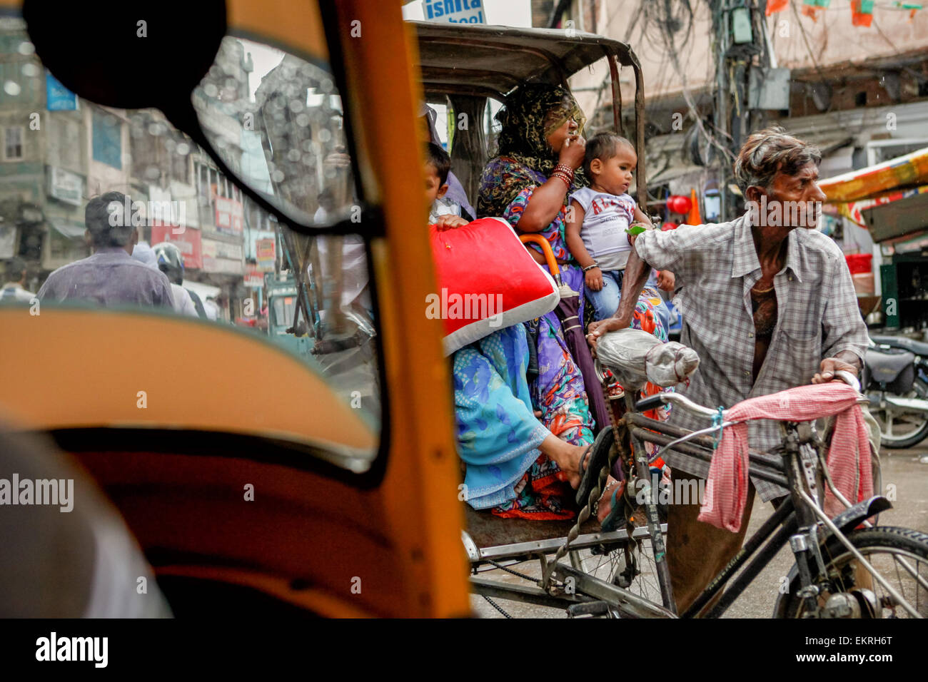 Varanasi Rickshaws Rickshaw and its passengers in Varanasi, Uttar Pradesh, India Stock ...