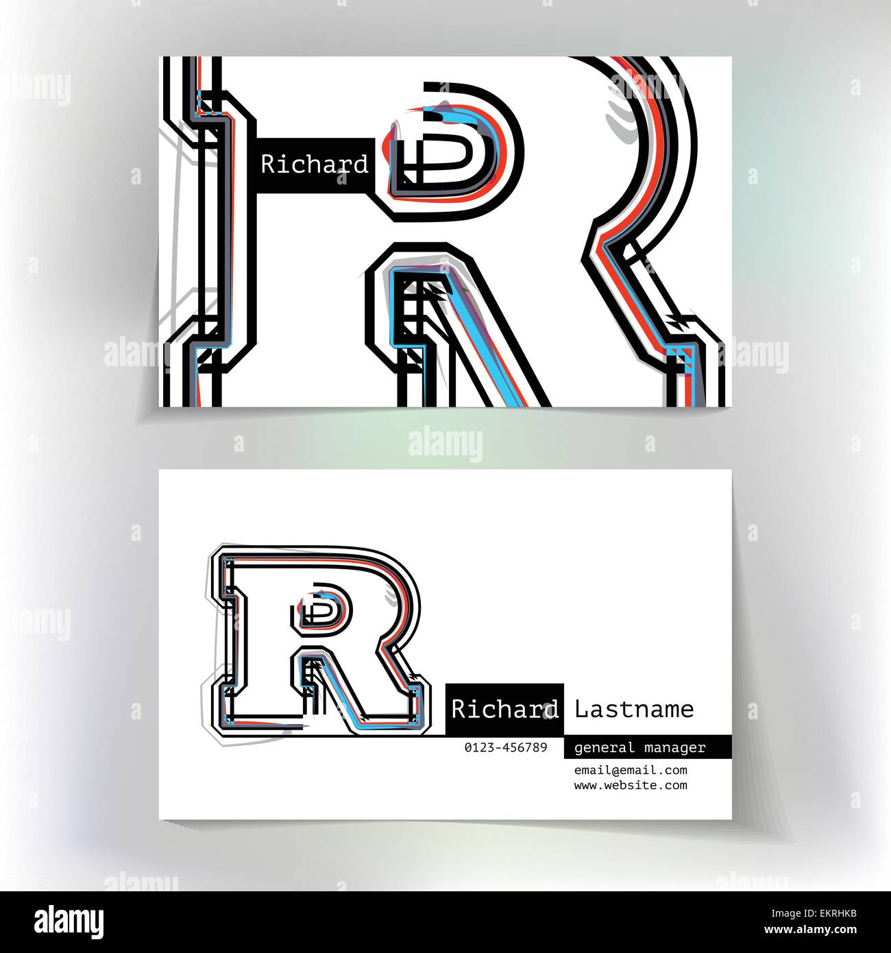 Business card design with letter R Stock Vector Image & Art - Alamy