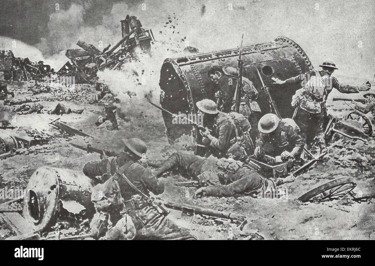 Canadians Fighting at Courcellette on the Somme during World War I Stock Photo
