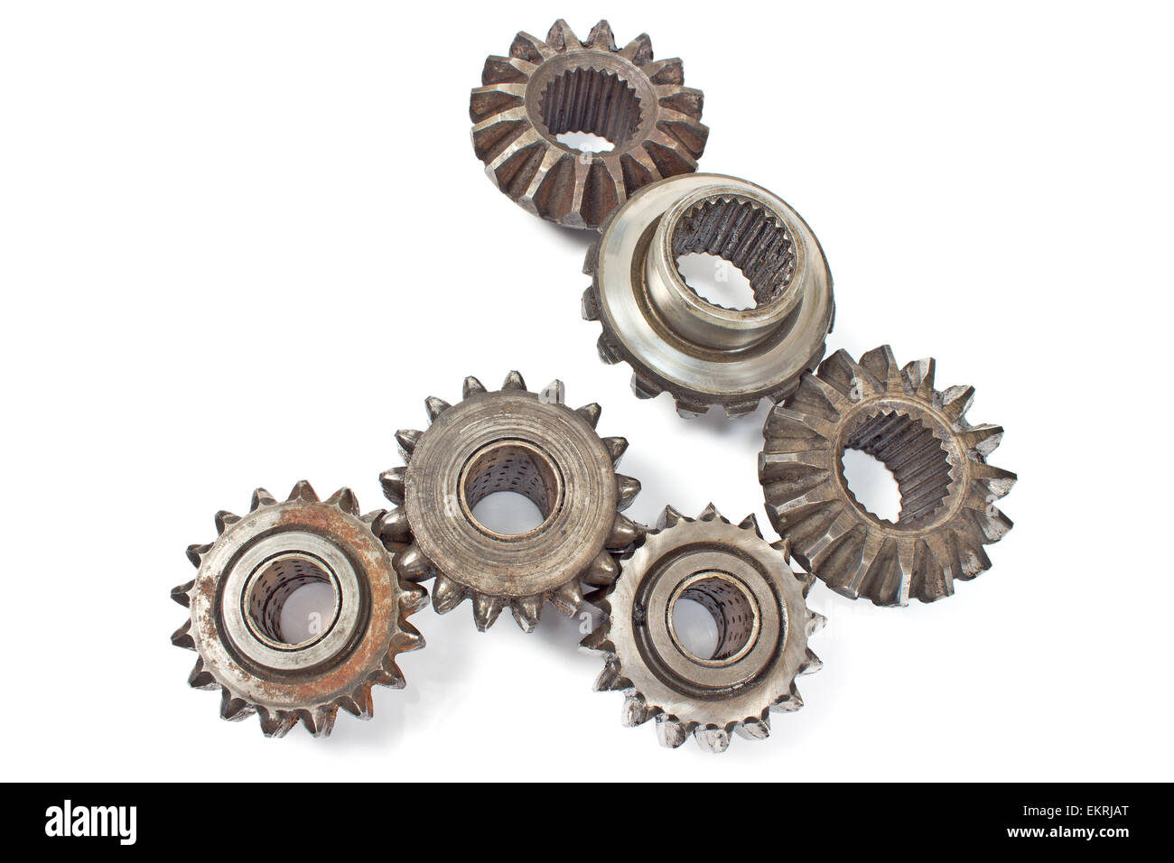 Old metal cogs isolated on white Stock Photo