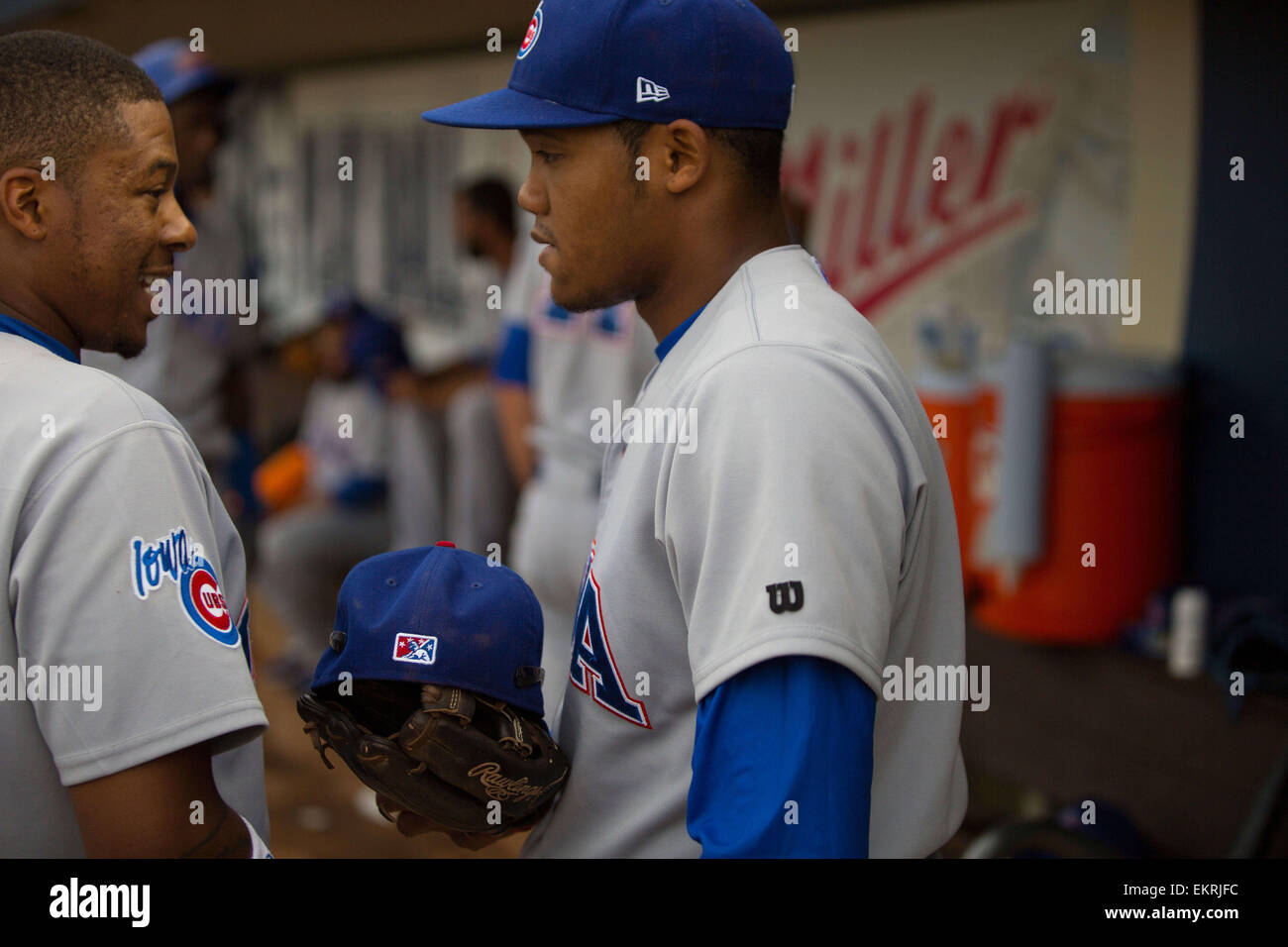 New Orleans, LA, USA. 13th Apr, 2015. Iowa Cubs shortstop Addison Russell (3) during the game between Iowa Cubs and New Orleans Zephyrs at Zephyr Field in New Orleans, LA. Credit:  csm/Alamy Live News Stock Photo