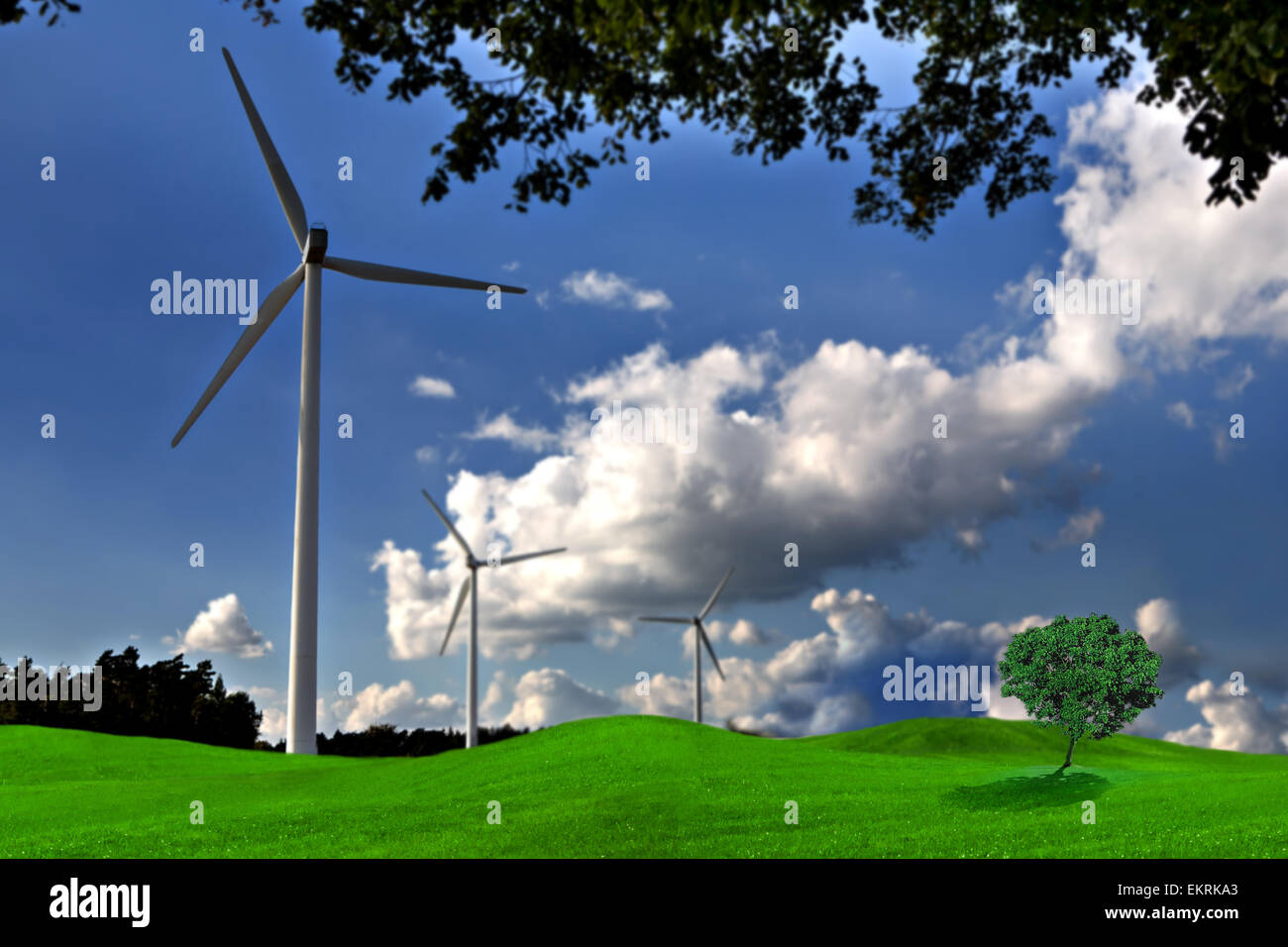 wind turbine installation on a field in Germany Stock Photo