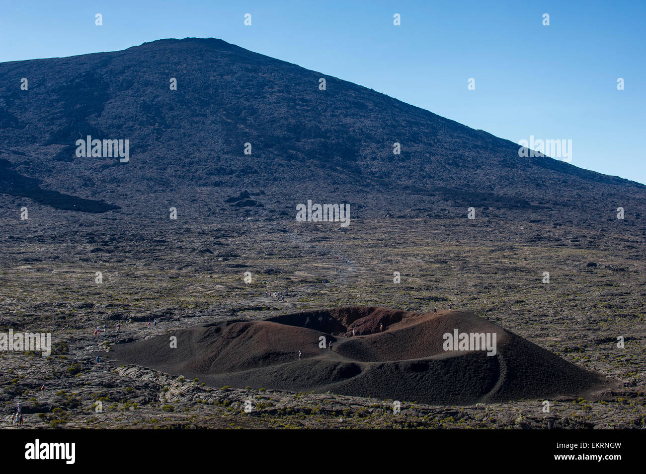 Parasitic crater, Piton de la Fournaise volcano, Reunion Island in the