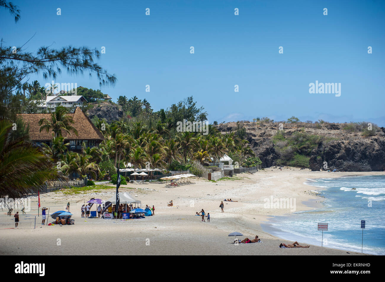 The beach at Boucan Canot, Saint-Gilles-les-Bains on Reunion Island an overseas department of France. Stock Photo