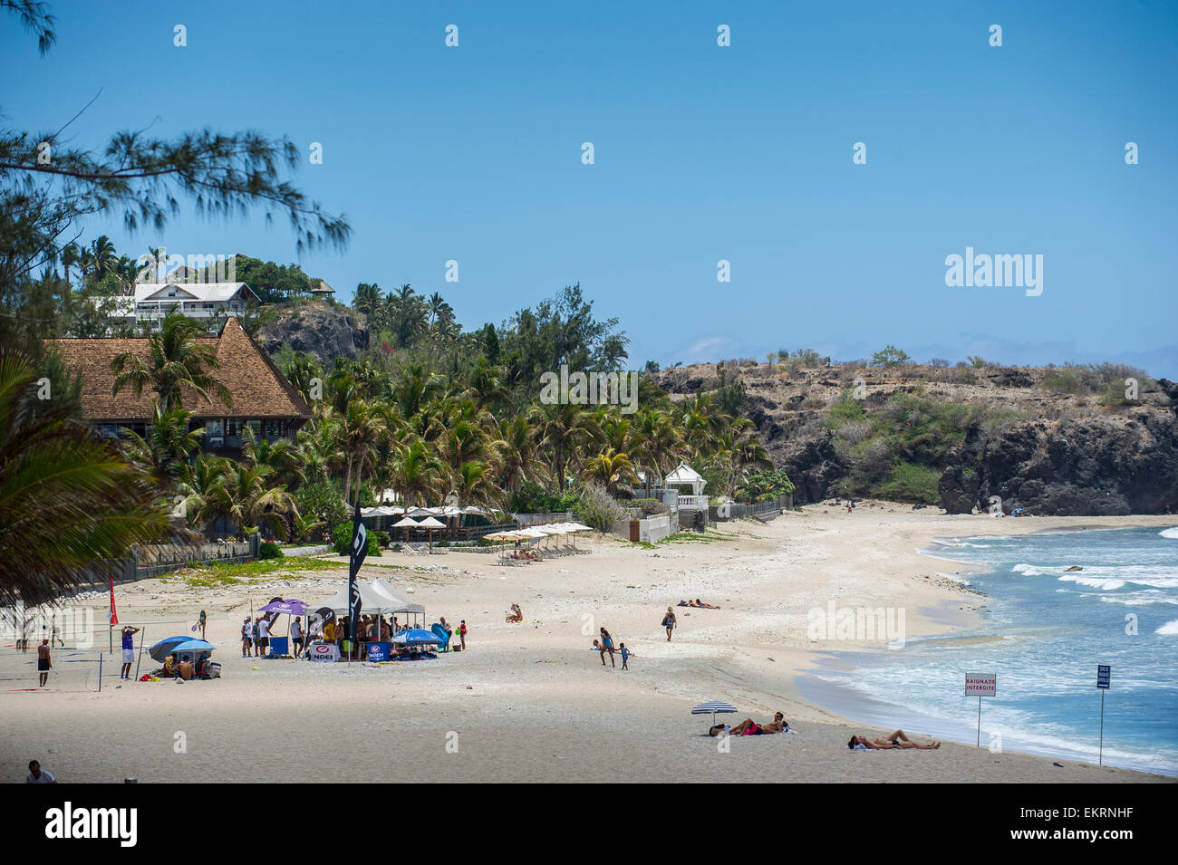 The beach at Boucan Canot, Saint-Gilles-les-Bains on Reunion Island an overseas department of France. Stock Photo