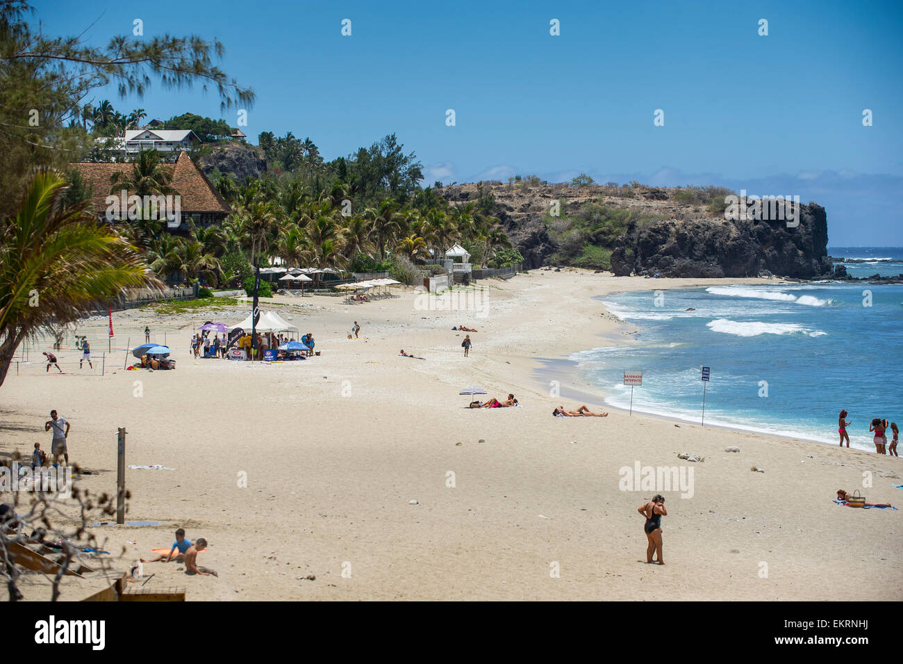 The beach at Boucan Canot, Saint-Gilles-les-Bains on Reunion Island an overseas department of France. Stock Photo