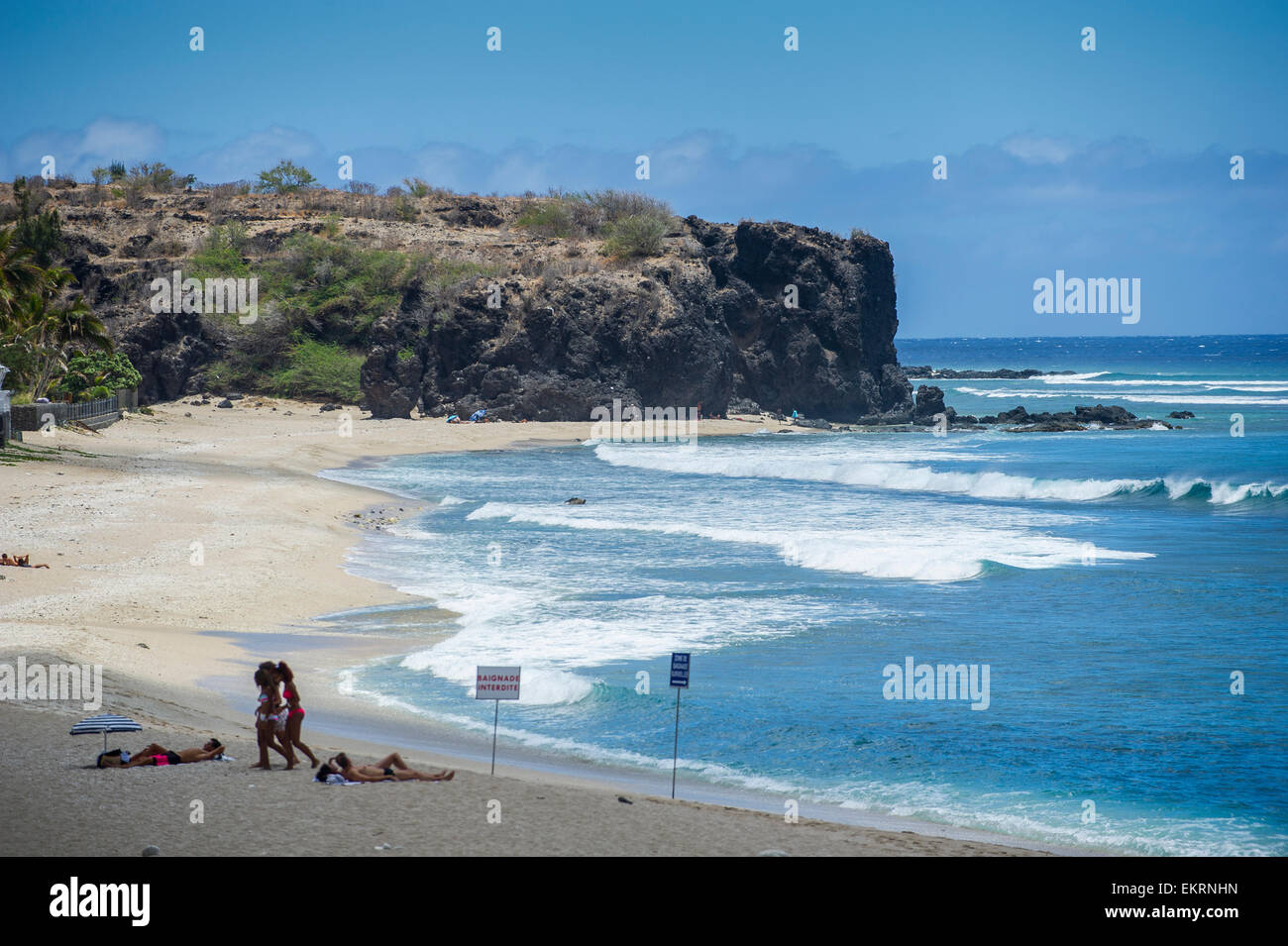 The beach at Boucan Canot, Saint-Gilles-les-Bains on Reunion Island an overseas department of France. Stock Photo