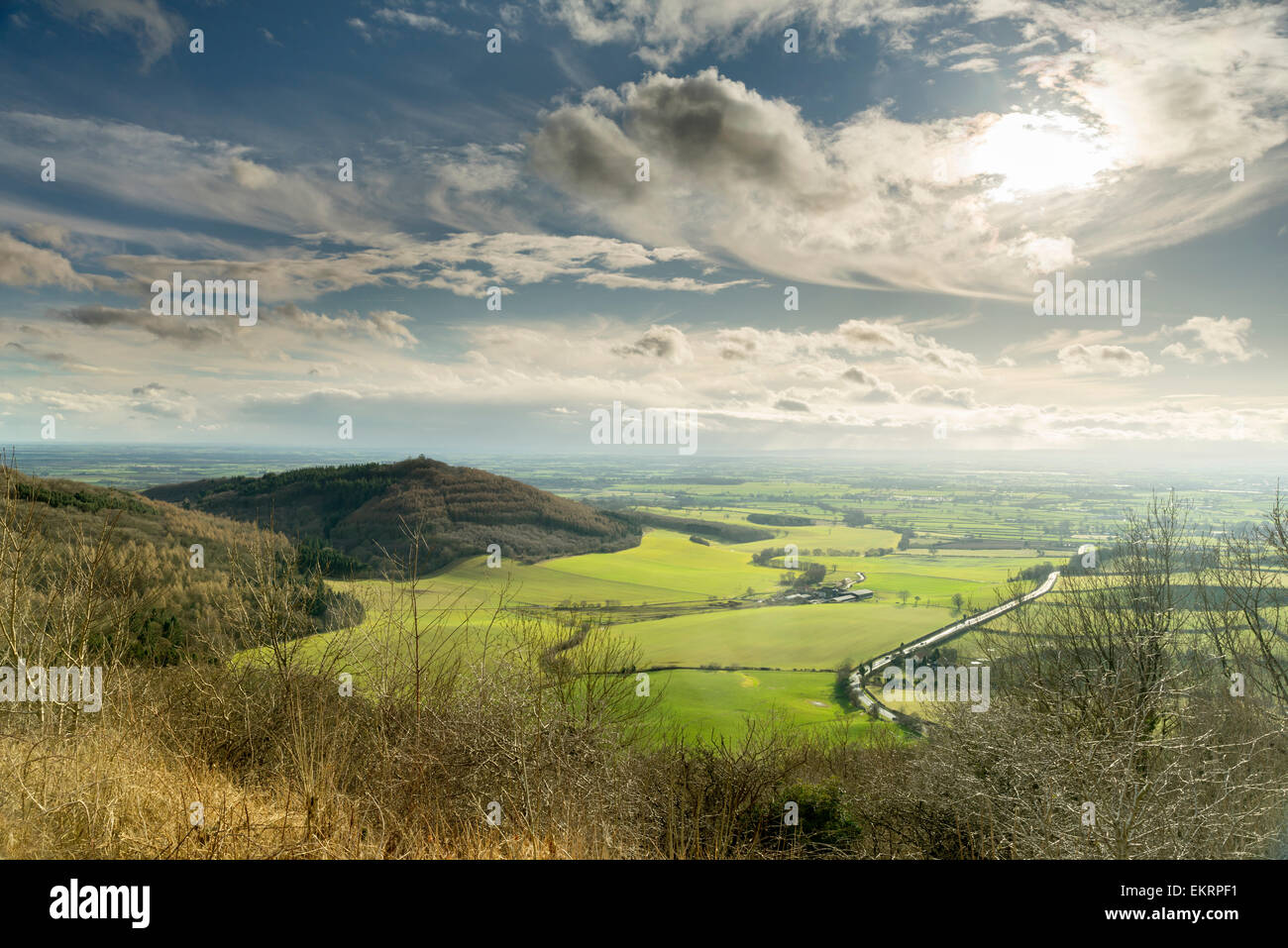 The Vale of York from Sutton Bank, March 2015 Stock Photo