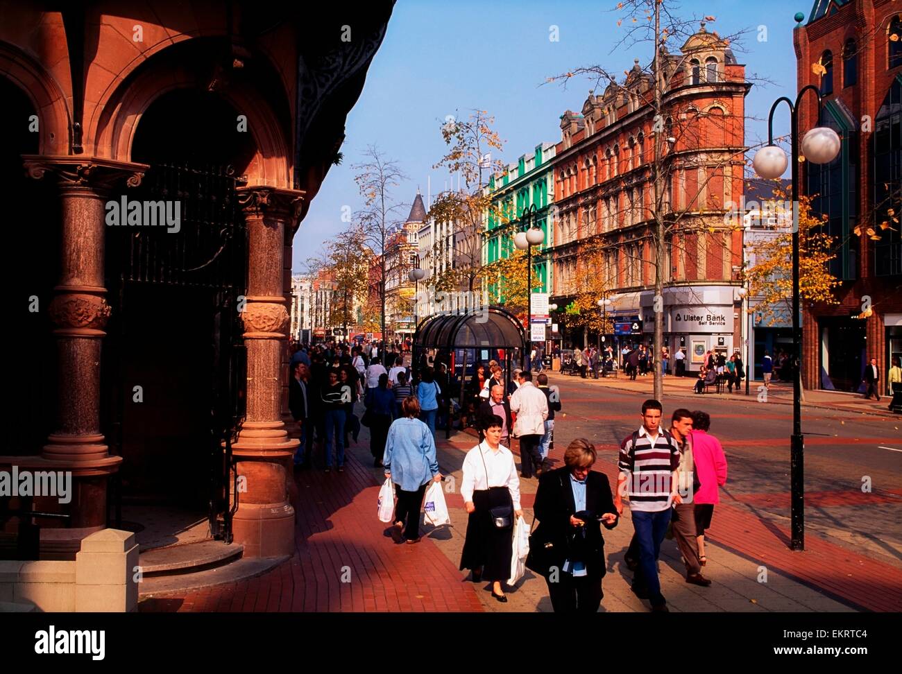 Royal Avenue, Belfast, Ireland; People Walking Down Belfast's Main