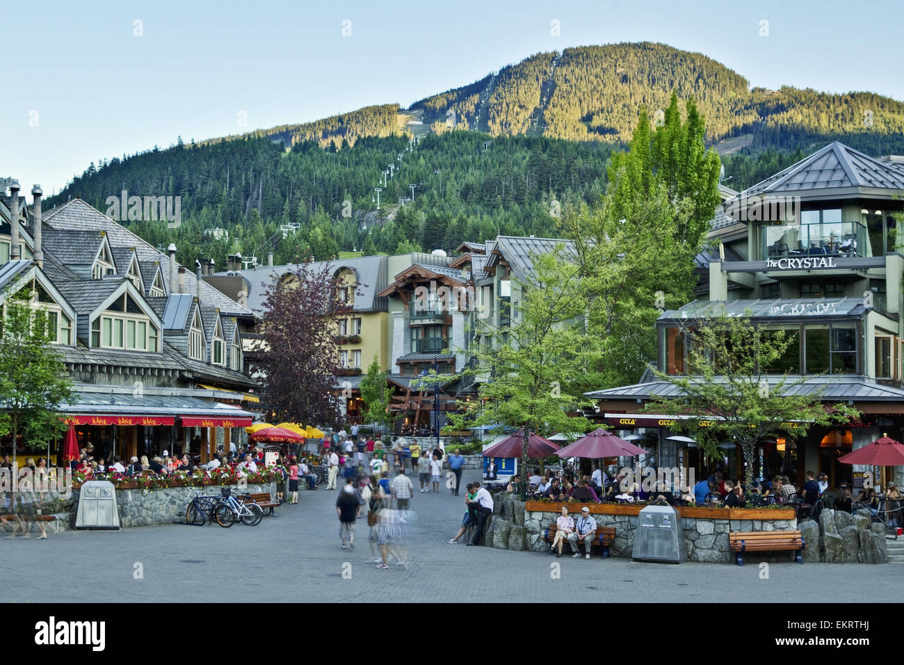 Whistler Village as the sun goes down in summer; Whistler, British  Columbia, Canada Stock Photo - Alamy