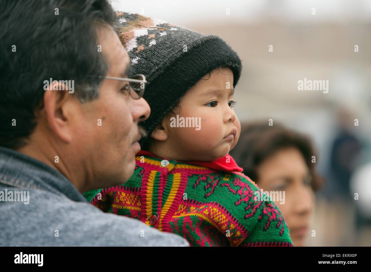 Peruvian Father Father Holding Child, Lima, Peru Stock Photo - Alamy