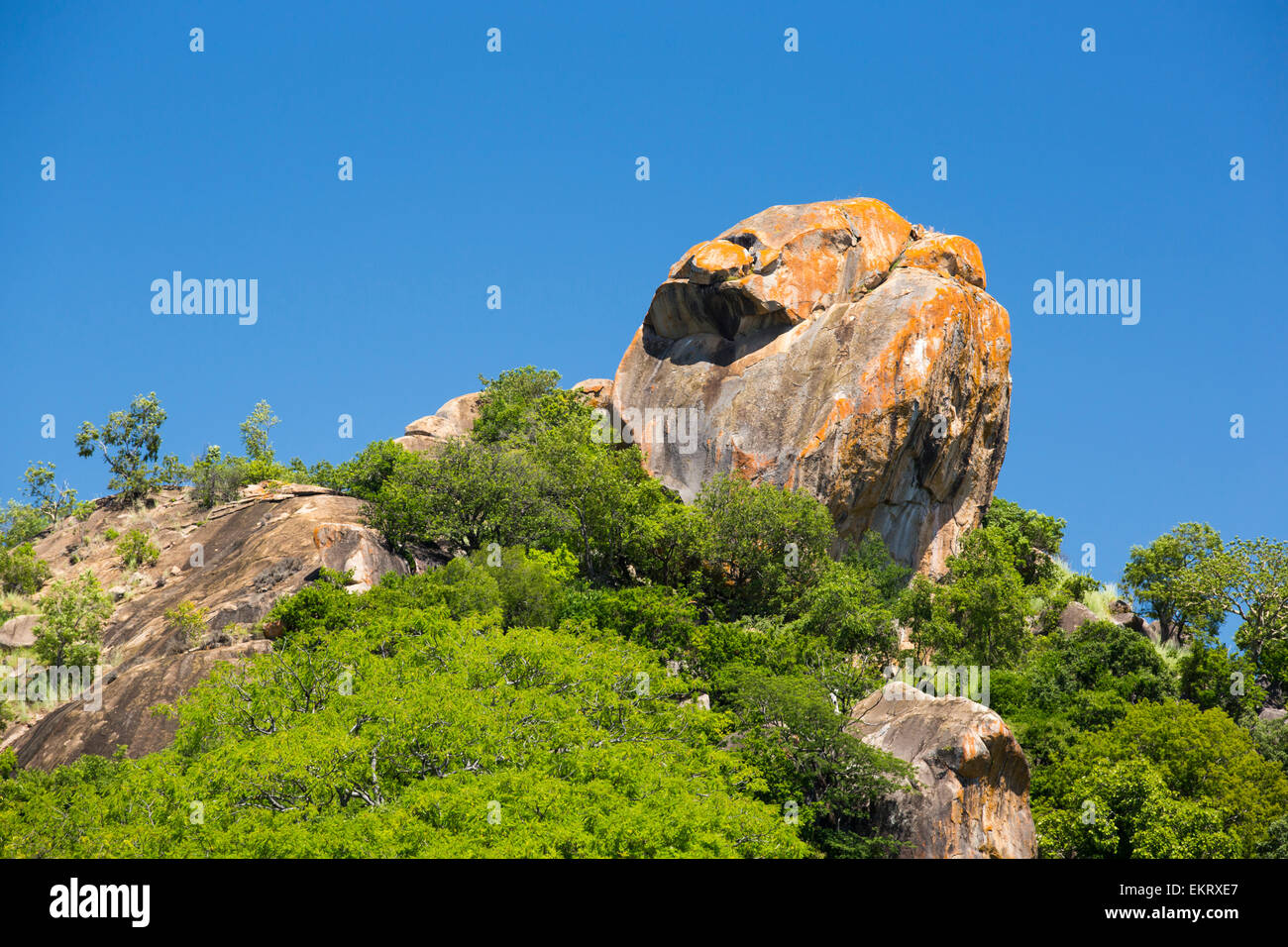 A granite kopje at Cape Maclear on Lake Malawi, Malawi, Africa. Stock Photo