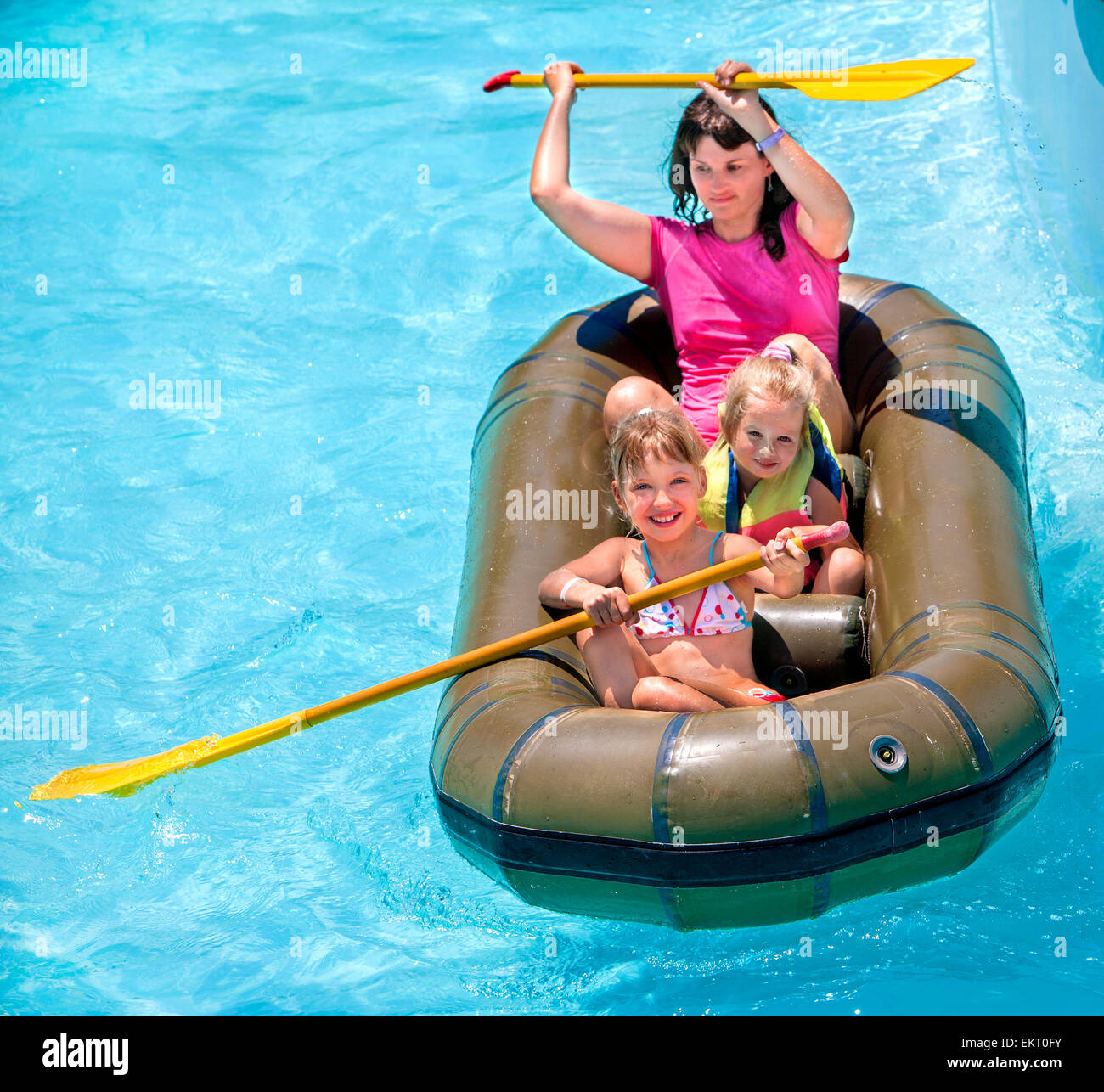 Family ride rubber boat Stock Photo Alamy