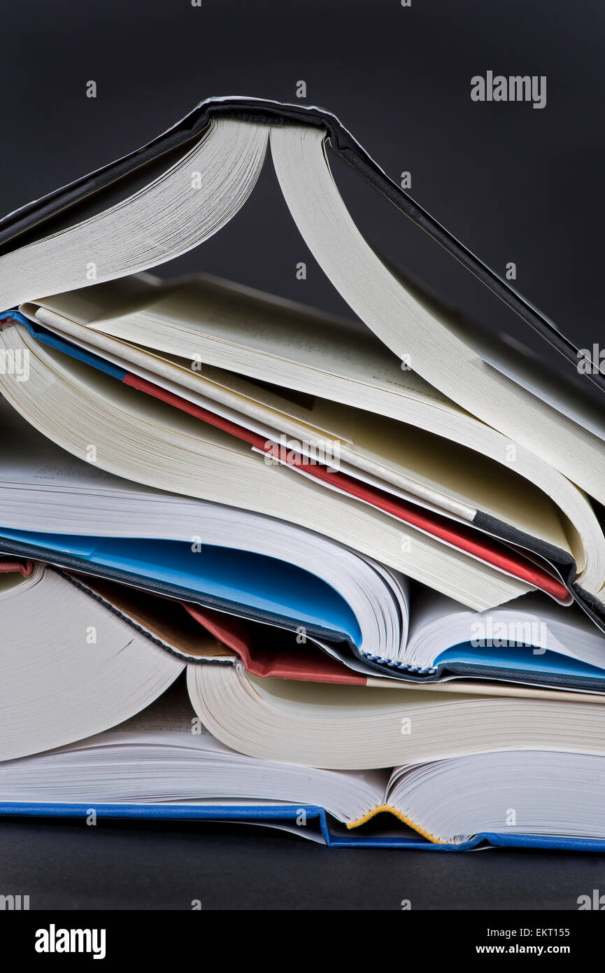 Stack Of Books On A Black Background Stock Photo