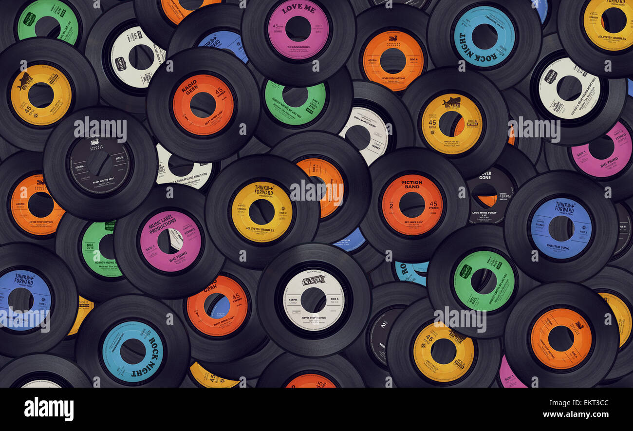 Vinyl records music background Stock Photo - Alamy