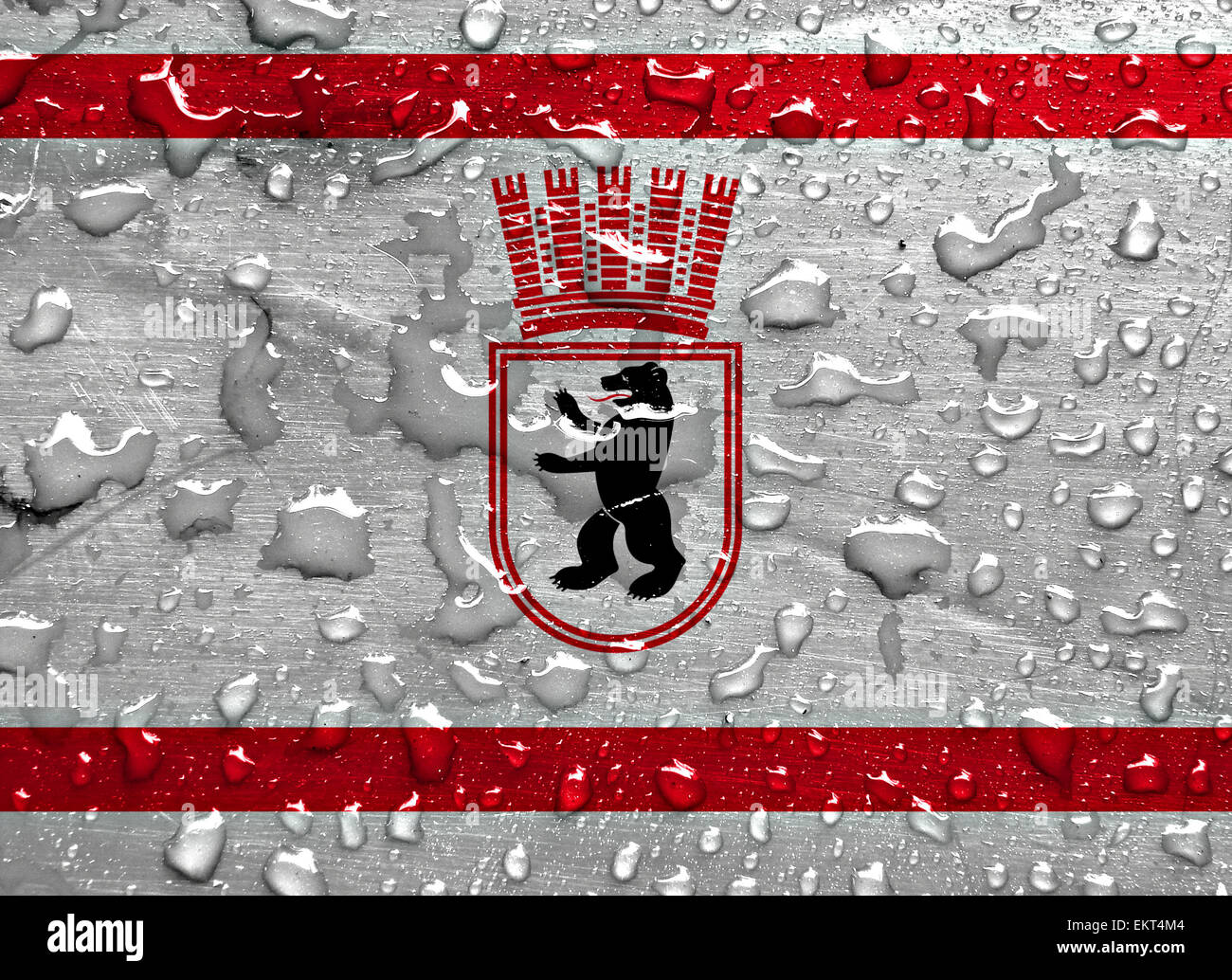 flag of East Berlin with rain drops Stock Photo