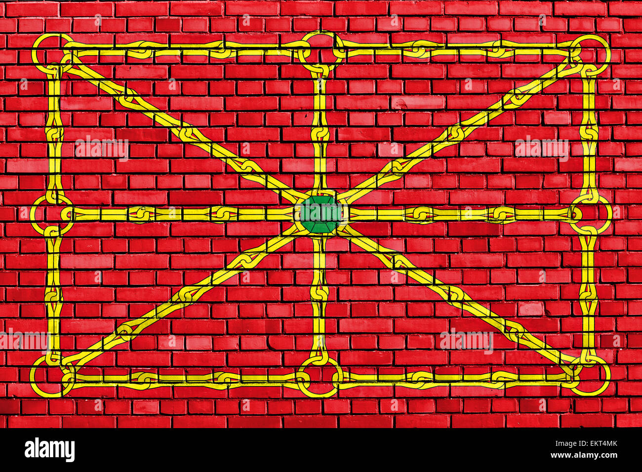 flag of Lower Navarre painted on brick wall Stock Photo