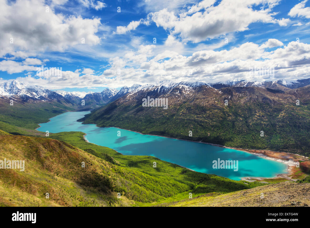 View of Eklutna Lake from the Twin Peaks trail in Chugach State Park