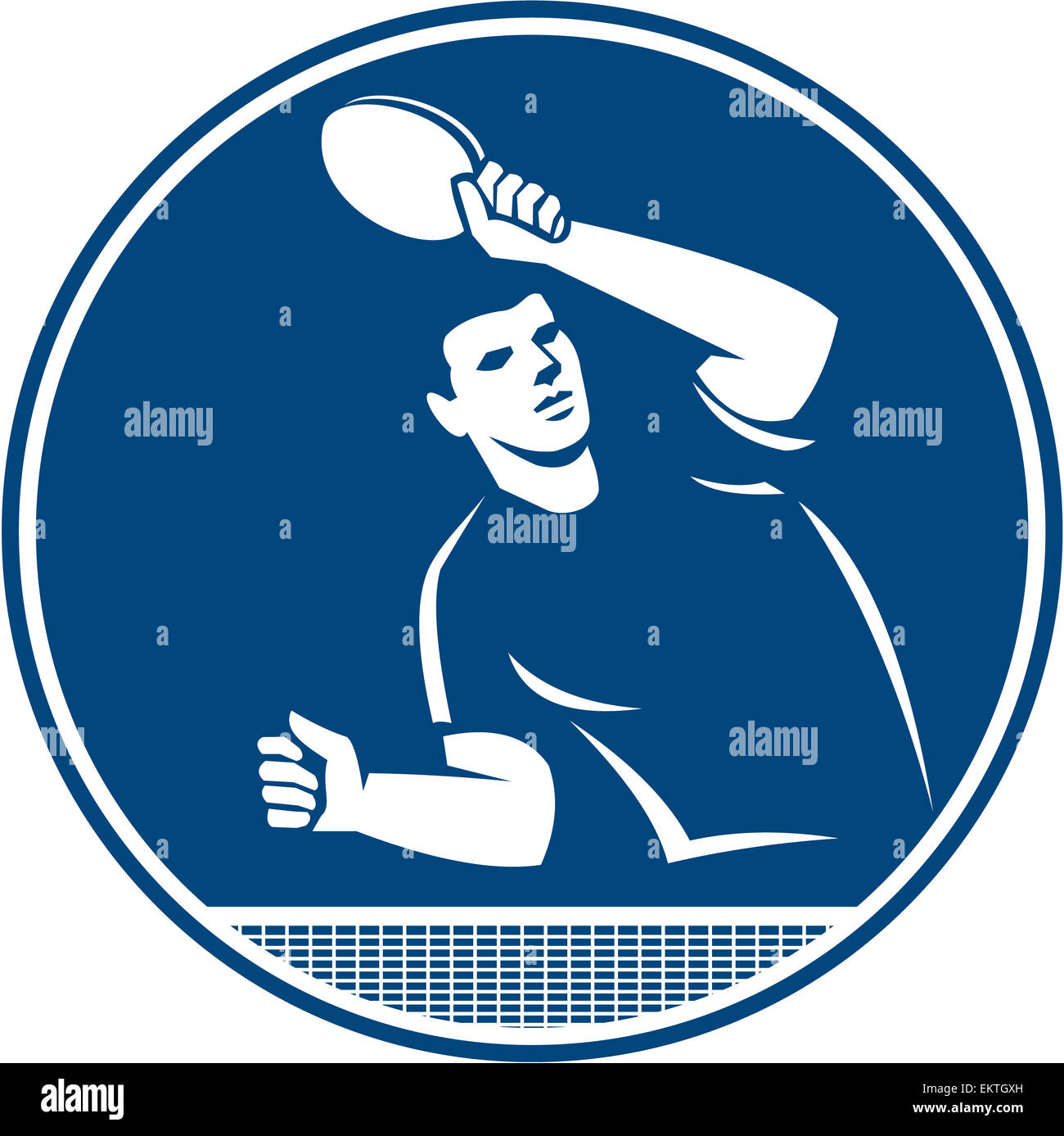 Icon illustration of a table tennis player with racket serving ...