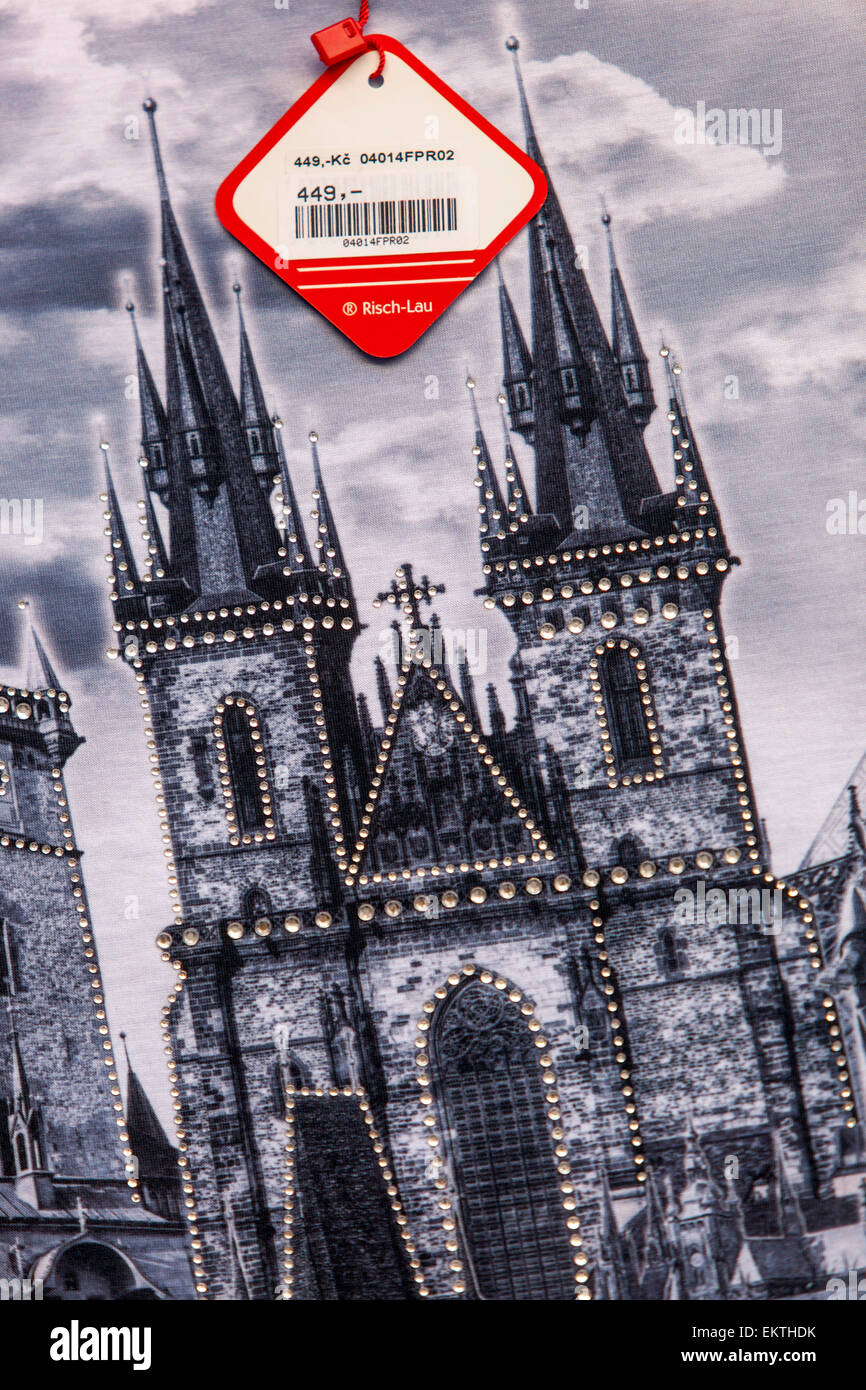 T-shirt with a motif of Prague, Czech Republic Stock Photo
