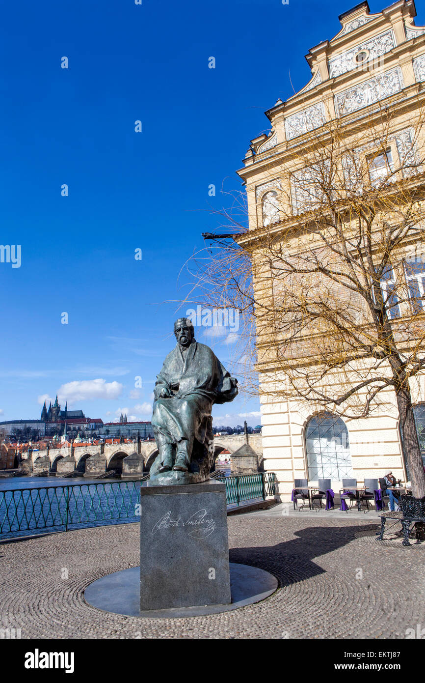 Statue of Czech composer in front of Bedrich Smetana Museum Prague, Czech Republic Smetana composer Stock Photo
