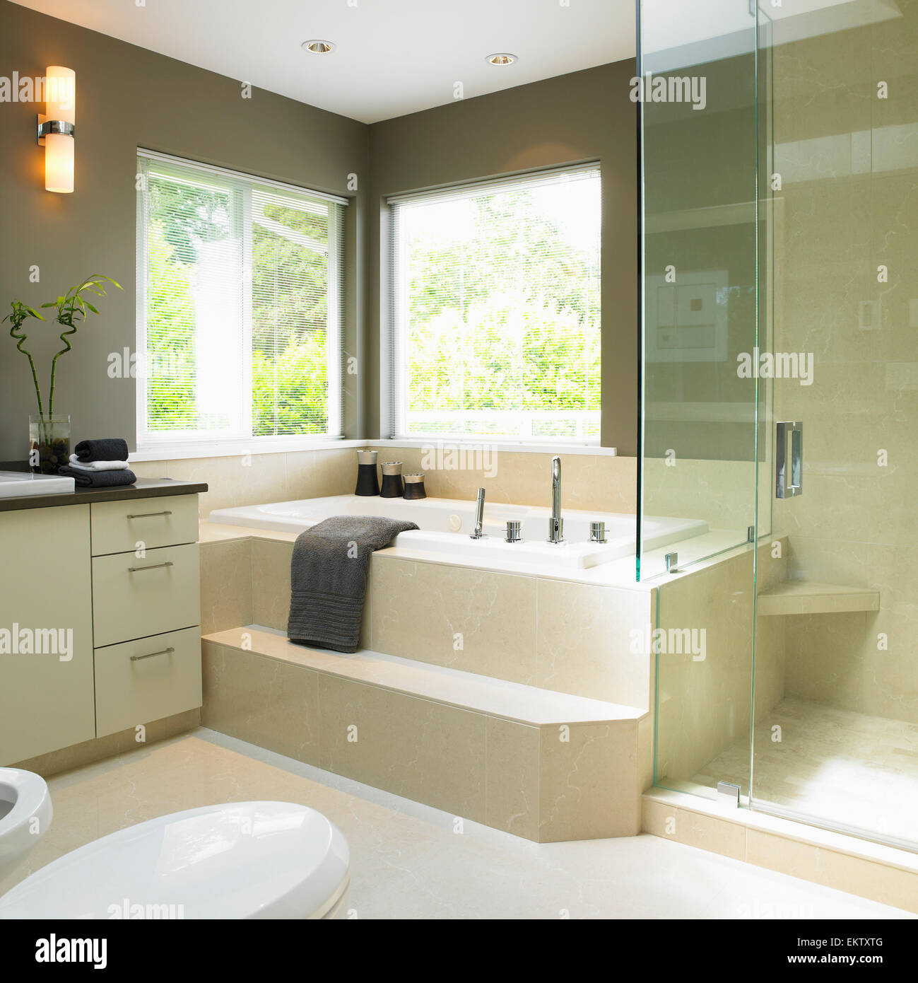 Cream And Taupe Bathroom With Soaker Tub Victoria Vancouver Island